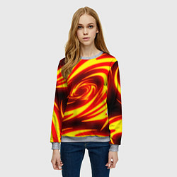 Свитшот женский ОГНЕННЫЕ ВОЛНЫ FIRE STRIPES, цвет: 3D-меланж — фото 2