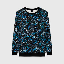 Свитшот женский Ноты, цвет: 3D-черный