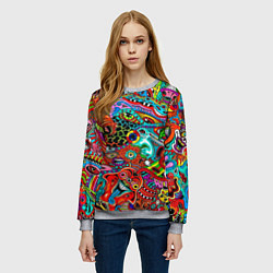Свитшот женский Яркая абстракция bright abstraction, цвет: 3D-меланж — фото 2