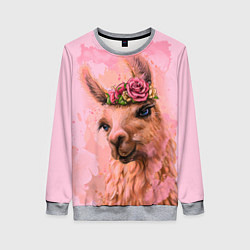 Женский свитшот Лама с цветами