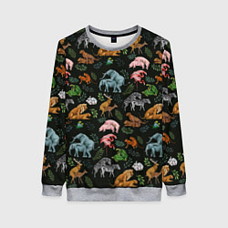 Свитшот женский Дикие Звери Паттерн, цвет: 3D-меланж