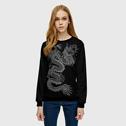 Свитшот женский ЧБ Дракон, цвет: 3D-черный — фото 2