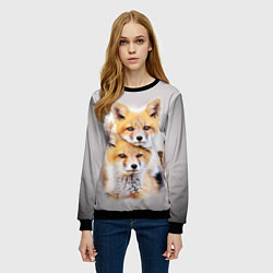 Свитшот женский Лисята, цвет: 3D-черный — фото 2