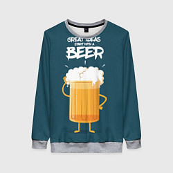 Свитшот женский Great Ideas start with a BEER, цвет: 3D-меланж