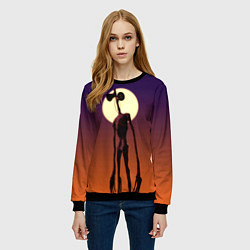 Свитшот женский Сиреноголовый Хоррор Закат, цвет: 3D-черный — фото 2