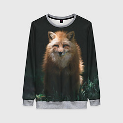 Женский свитшот Хитрый лис на черном фоне