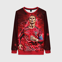 Свитшот женский Cristiano Ronaldo Portugal, цвет: 3D-красный