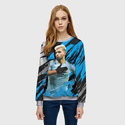 Свитшот женский Серхио Агуэро, цвет: 3D-меланж — фото 2