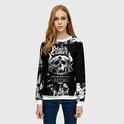 Свитшот женский Чёрный клевер череп демона, цвет: 3D-белый — фото 2