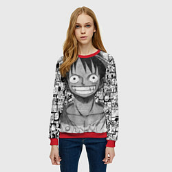 Свитшот женский Луфи улыбается one piece, цвет: 3D-красный — фото 2