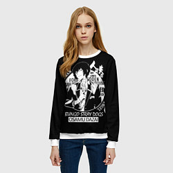 Свитшот женский Осаму Дазай Бродячие псы, цвет: 3D-белый — фото 2