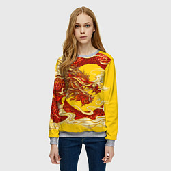 Свитшот женский Китайский Дракон, China Dragon, цвет: 3D-меланж — фото 2