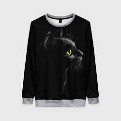 Свитшот женский Черный кот, цвет: 3D-меланж