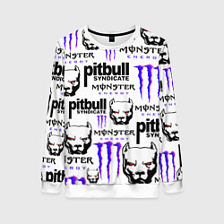 Свитшот женский PITBULL SYNDICATE X MONSTER, цвет: 3D-белый