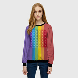Свитшот женский ПОП ИТ ПОЛОСЫ, цвет: 3D-черный — фото 2