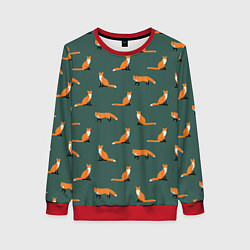 Свитшот женский Лисы паттерн, цвет: 3D-красный