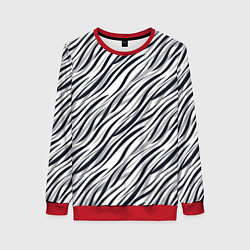 Свитшот женский Черно-белый полосатый тигровый, цвет: 3D-красный