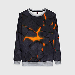 Свитшот женский ТРЕЩИНЫ ЗЕМЛИ 3D CRACKS НЕОН, цвет: 3D-меланж