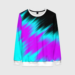 Свитшот женский НЕОНОВЫЕ ПОЛОСЫ И НИЧЕГО ЛИШНЕГО NEON STRIPES, цвет: 3D-белый
