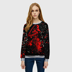 Свитшот женский Красный Японский Самурай Samurai, цвет: 3D-меланж — фото 2