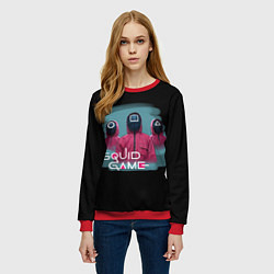 Свитшот женский ИГРА В КАЛЬМАРА, СТРАЖИ ИГРЫ, цвет: 3D-красный — фото 2