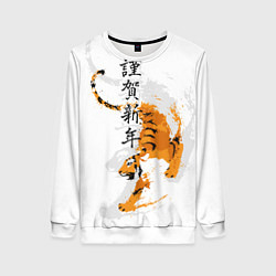 Свитшот женский Китайский тигр, цвет: 3D-белый