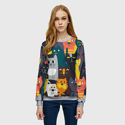 Свитшот женский Крутые коты, цвет: 3D-меланж — фото 2