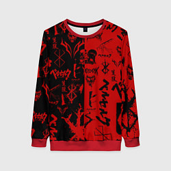 Свитшот женский BERSERK BLACK RED БЕРСЕРК ПАТТЕРН, цвет: 3D-красный