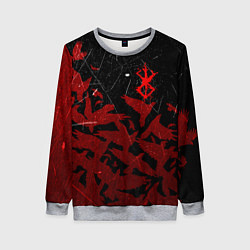 Женский свитшот БЕРСЕРК КЛЕЙМО ЛОГО СТАЯ ВОРОН, RED CROW