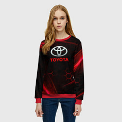Свитшот женский Toyota Неоновые соты, цвет: 3D-красный — фото 2