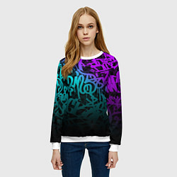 Свитшот женский НЕОНОВОЕ ГРАФФИТИ NEON, цвет: 3D-белый — фото 2