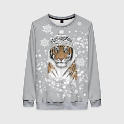 Свитшот женский Снежный тигр, цвет: 3D-меланж