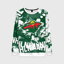 Свитшот женский Minnesota Wild, Миннесота Уайлд, цвет: 3D-белый