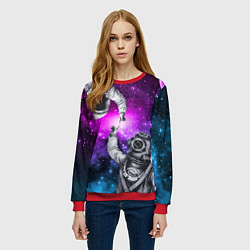 Свитшот женский Космонавт и водолаз - сотворение, цвет: 3D-красный — фото 2