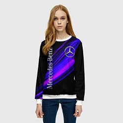 Свитшот женский MERCEDES-BENZ МЕРСЕДЕС-БЕНЗ ПУРПУРНЫЙ, цвет: 3D-белый — фото 2