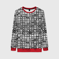 Свитшот женский Geometry Dash: BW Pattern, цвет: 3D-красный