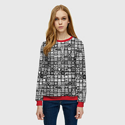 Свитшот женский Geometry Dash: BW Pattern, цвет: 3D-красный — фото 2