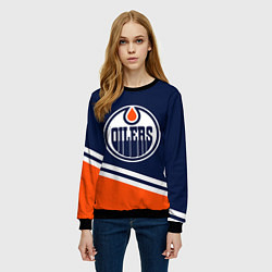 Свитшот женский Edmonton Oilers Эдмонтон Ойлерз, цвет: 3D-черный — фото 2
