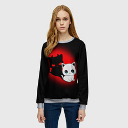 Свитшот женский КОТИК ДЬЯВОЛ KITTY DEVIL, цвет: 3D-меланж — фото 2