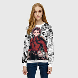 Свитшот женский Танджиро Камадо на манге, цвет: 3D-белый — фото 2