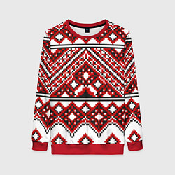 Женский свитшот Русский узор, геометрическая вышивка