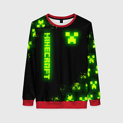 Свитшот женский MINECRAFT NEON LOGO CREEPER, цвет: 3D-красный