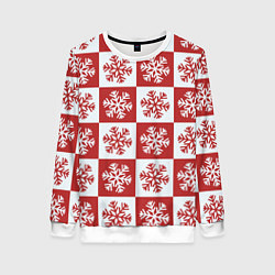 Свитшот женский Шахматные Снежинки, цвет: 3D-белый
