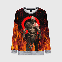 Женский свитшот GOD OF WAR РАГНАРЁК, КРАТОС В ОГНЕ