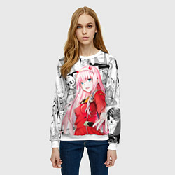 Свитшот женский Zero Two Зеро ту на манге фрейм, цвет: 3D-белый — фото 2