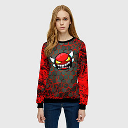 Свитшот женский Geometry Dash красные соты, цвет: 3D-черный — фото 2