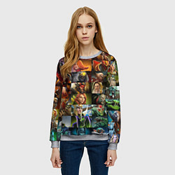 Свитшот женский HEROES DOTA 2 ПЕРСОНАЖИ ДОТА 2, цвет: 3D-меланж — фото 2