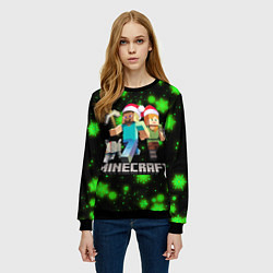 Свитшот женский НОВОГОДНИЙ MINECRAFT ГЕРОИ ИГРЫ, цвет: 3D-черный — фото 2