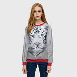 Свитшот женский Снежный нежный тигр, цвет: 3D-красный — фото 2