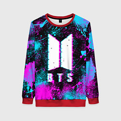 Свитшот женский НЕОНОВЫЙ БТС NEON BTS, цвет: 3D-красный